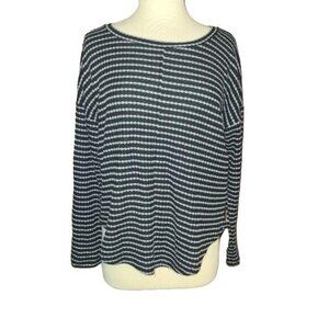 20 th Large Striped Stretch Black Gray High-Low Shirt